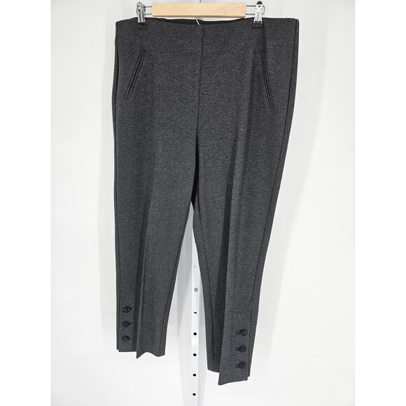 Chico's Women's Gray Heathered Pull On High-Rise Button Leg Trousers Size 2.5 - Picture 1 of 4